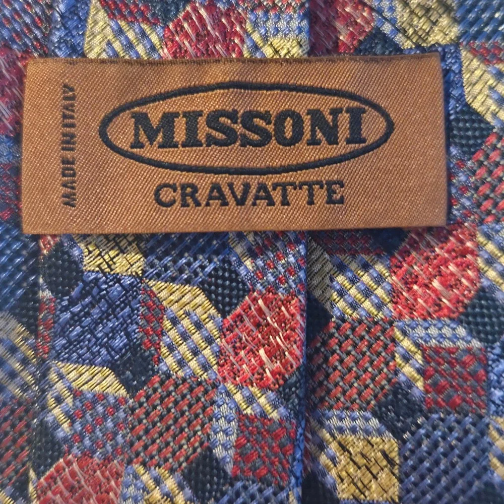 Missoni Cravatte Men's 100% Silk Geometric‎ Pattern Luxury Necktie Made in Italy